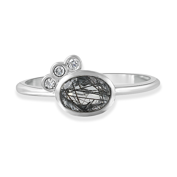Tourmalinated Quartz Sophia Ring by Amanda Lockrow (Silver & Stone Ring) | Artful Home Tourmalinated Quartz Sophia Ring by Amanda Lockrow (Silver & Stone Ring) | Artful Home