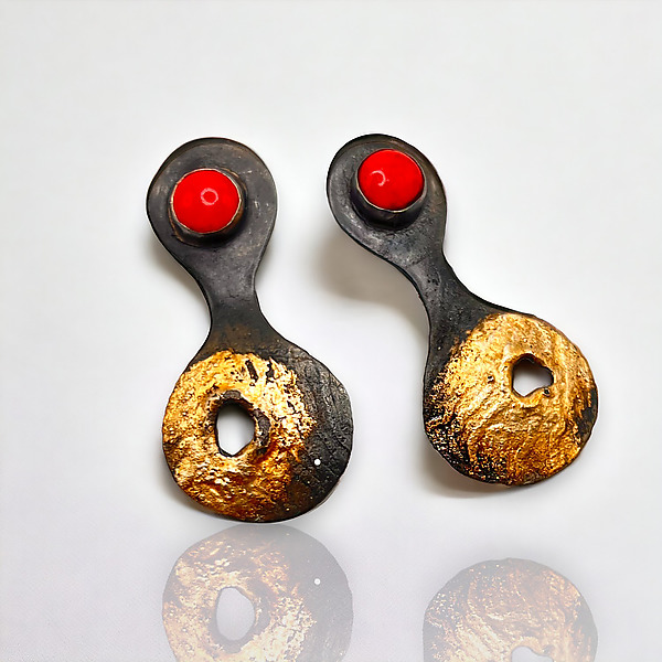 Echo Earrings by Bette Barnett (Gold, Steel & Stone Earrings) | Artful Home Echo Earrings by Bette Barnett (Gold, Steel & Stone Earrings) | Artful Home