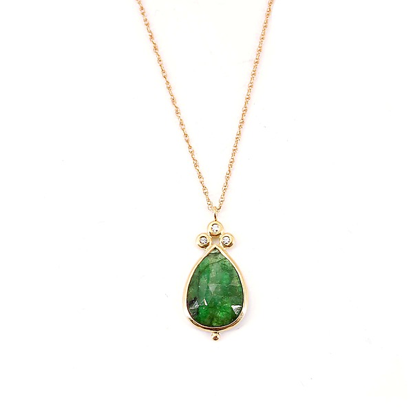 Teardrop Emerald & Diamond Necklace by Joanna Gollberg (Gold, Silver & Stone Necklace) | Artful Home Teardrop Emerald & Diamond Necklace by Joanna Gollberg (Gold, Silver & Stone Necklace) | Artful Home
