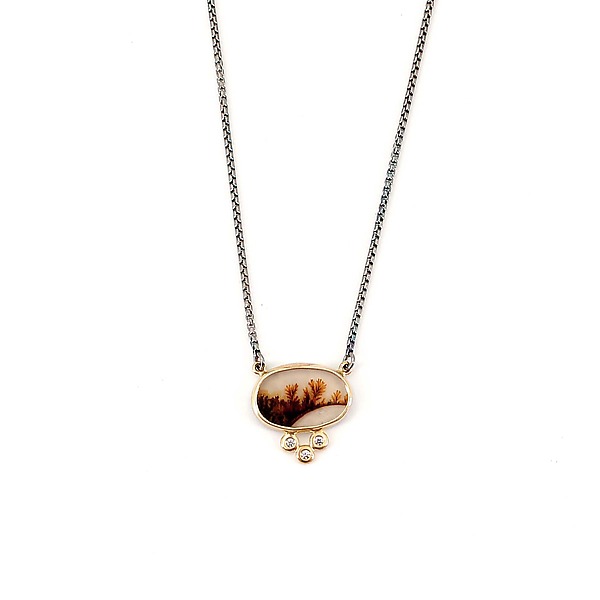 Agate & Diamond Necklace by Joanna Gollberg (Gold, Silver & Stone Necklace) | Artful Home Agate & Diamond Necklace by Joanna Gollberg (Gold, Silver & Stone Necklace) | Artful Home