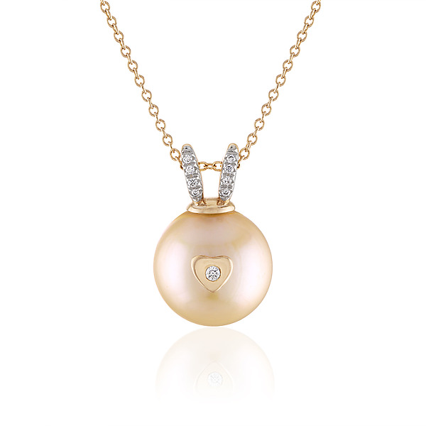14k Yellow Gold Pink Akoya Pearl Diamond Heart Nose Queen Rabbit Bunny Necklace by EunYoung Choi (Gold, Pearl & Stone Necklace) | Artful Home 14k Yellow Gold Pink Akoya Pearl Diamond Heart Nose Queen Rabbit Bunny Necklace by EunYoung Choi (Gold, Pearl & Stone Necklace) | Artful Home