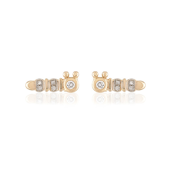 14k Yellow Gold Diamond Pave Caterpillar Stud Earrings by EunYoung Choi (Gold & Diamond Earrings) | Artful Home 14k Yellow Gold Diamond Pave Caterpillar Stud Earrings by EunYoung Choi (Gold & Diamond Earrings) | Artful Home