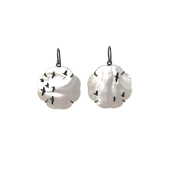 Birds in the Clouds Earrings by Kelly Jean Conroy (Mother of Pearl Earrings) | Artful Home Birds in the Clouds Earrings by Kelly Jean Conroy (Mother of Pearl Earrings) | Artful Home