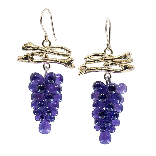Grapes on the Vine Earrings by Micky Roof (Gold & Stone Earrings) | Artful Home Grapes on the Vine Earrings by Micky Roof (Gold & Stone Earrings) | Artful Home