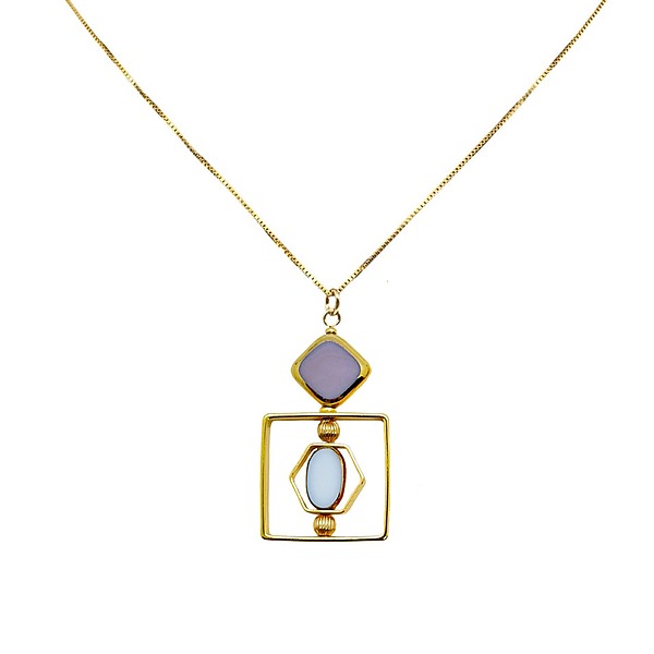 Lavender & White Art Deco Pendant by Araceli Concordia (Art Glass & Gold Necklace) | Artful Home Lavender & White Art Deco Pendant by Araceli Concordia (Art Glass & Gold Necklace) | Artful Home