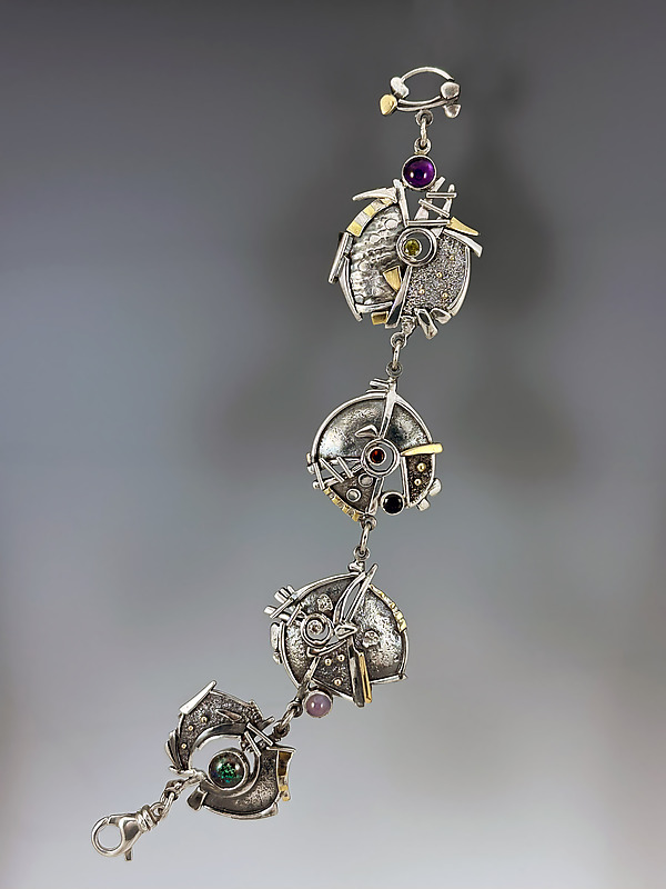Link Bracelet by Barry Perez (Gold, Silver & Stone Bracelet) | Artful Home Link Bracelet by Barry Perez (Gold, Silver & Stone Bracelet) | Artful Home