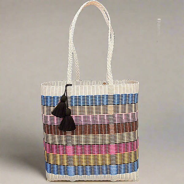 Extra Large Multicolor Striped Cesta Tote by Ixoq (Handbag) | Artful Home Extra Large Multicolor Striped Cesta Tote by Ixoq (Handbag) | Artful Home