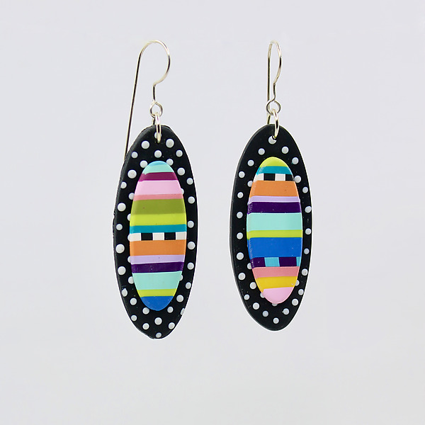 Dots of Love Oval Earrings by Lynn Yuhr (Polymer Clay Earrings) | Artful Home Dots of Love Oval Earrings by Lynn Yuhr (Polymer Clay Earrings) | Artful Home