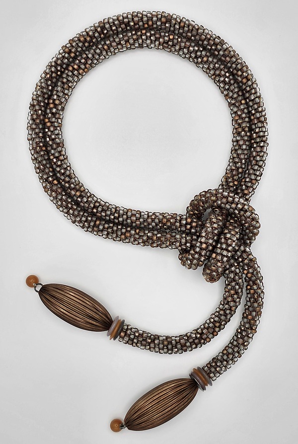 Copper & Taupe Crocheted Rope by Catherine Hysell (Stone Necklace) | Artful Home Copper & Taupe Crocheted Rope by Catherine Hysell (Stone Necklace) | Artful Home