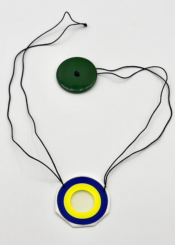 Cobalt & Yellow Bullseye Pendant by Erica Rosenfeld (Mixed-Media Necklace) | Artful Home Cobalt & Yellow Bullseye Pendant by Erica Rosenfeld (Mixed-Media Necklace) | Artful Home