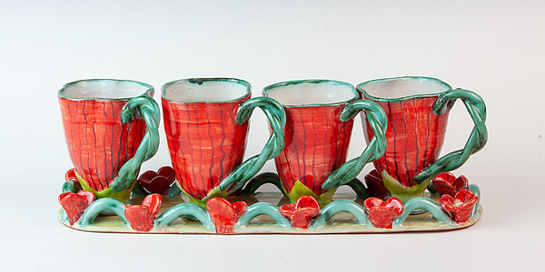 Poppy Cups on Tray by Peggy Crago (Ceramic Mugs) | Artful Home Poppy Cups on Tray by Peggy Crago (Ceramic Mugs) | Artful Home