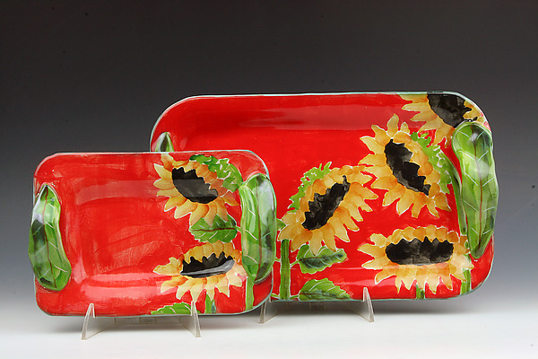Sunflower Platters by Peggy Crago (Ceramic Platter) | Artful Home Sunflower Platters by Peggy Crago (Ceramic Platter) | Artful Home