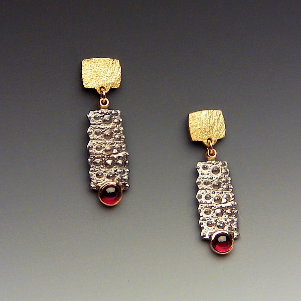 Pointy Spine by Hratch Babikian (Gold, Silver & Stone Earrings) | Artful Home Pointy Spine by Hratch Babikian (Gold, Silver & Stone Earrings) | Artful Home