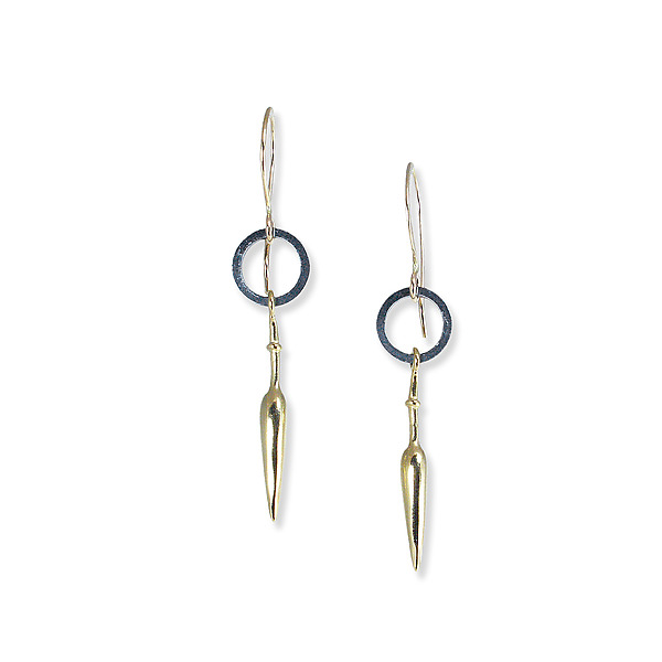 Black and Gold Spike Earrings by Suzanne Q Evon (Gold & Silver Earrings) | Artful Home Black and Gold Spike Earrings by Suzanne Q Evon (Gold & Silver Earrings) | Artful Home