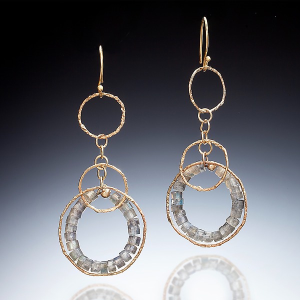 Sea Breeze Earrings by Nina Mann (Gold & Stone Earrings) | Artful Home Sea Breeze Earrings by Nina Mann (Gold & Stone Earrings) | Artful Home