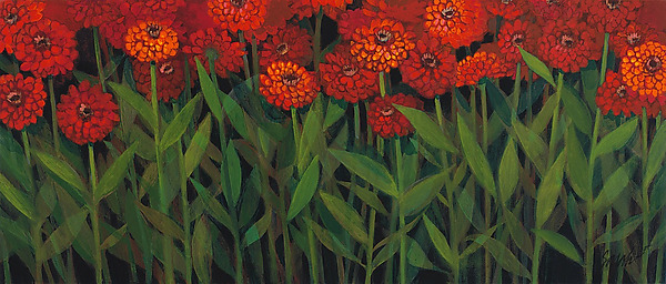Zinnias by Sarah Samuelson (Giclee Print) | Artful Home Zinnias by Sarah Samuelson (Giclee Print) | Artful Home