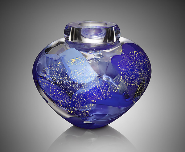 Blue Camo Bowl by Randi Solin (Art Glass Vessel) | Artful Home Blue Camo Bowl by Randi Solin (Art Glass Vessel) | Artful Home