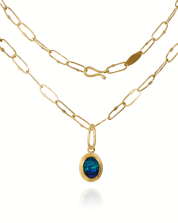 Australian Opal Pendant Necklace by Petra Class (Gold & Silver Necklace) | Artful Home Australian Opal Pendant Necklace by Petra Class (Gold & Silver Necklace) | Artful Home