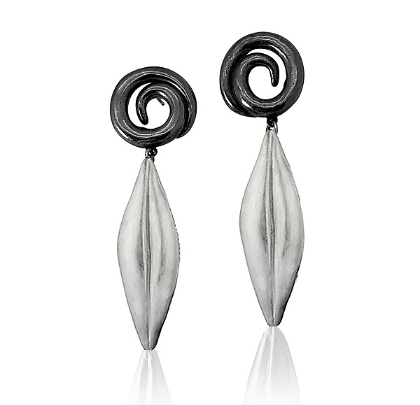 Large Spiral Pod Drop Earrings by Shana Kroiz (Gold & Silver Earrings) | Artful Home Large Spiral Pod Drop Earrings by Shana Kroiz (Gold & Silver Earrings) | Artful Home