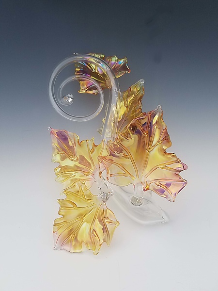 Quintuple Glass Leaf Sculpture in Gold Fume by Jacqueline McKinny (Art Glass Sculpture) | Artful Home Quintuple Glass Leaf Sculpture in Gold Fume by Jacqueline McKinny (Art Glass Sculpture) | Artful Home
