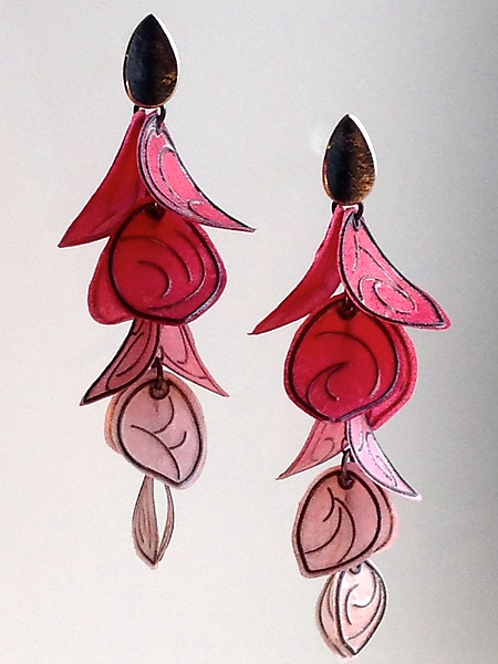 Graduated Pink Flip Blossom Earrings by Carol Windsor (Silver & Paper Earrings) | Artful Home Graduated Pink Flip Blossom Earrings by Carol Windsor (Silver & Paper Earrings) | Artful Home