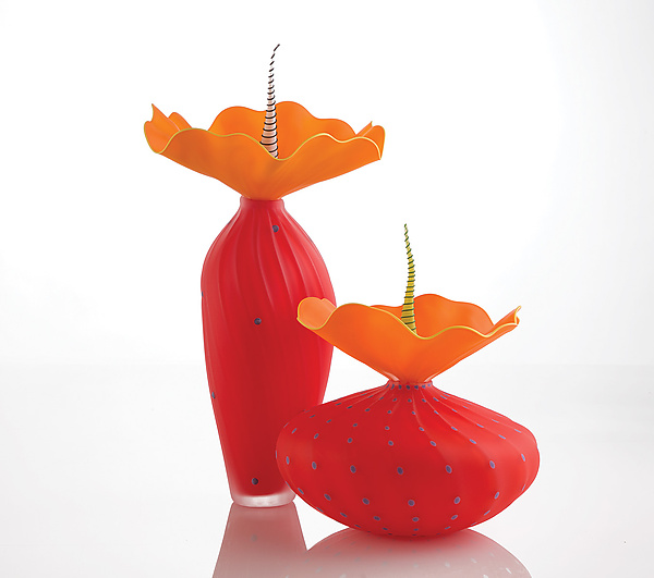 Duo In Red by Bob Kliss and Laurie Kliss (Art Glass Sculpture) | Artful Home Duo In Red by Bob Kliss and Laurie Kliss (Art Glass Sculpture) | Artful Home