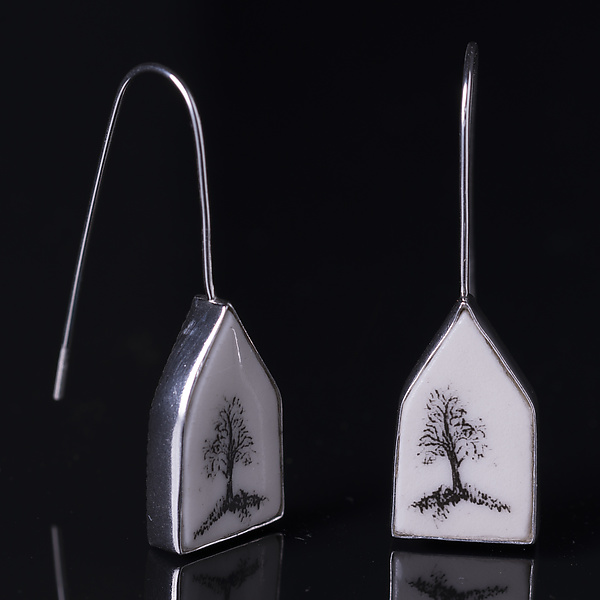 Single Tree House Earrings with Bezel by Diana Eldreth (Ceramic Earrings) | Artful Home Single Tree House Earrings with Bezel by Diana Eldreth (Ceramic Earrings) | Artful Home
