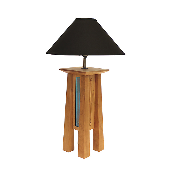 Tall Prairie Lamp in Cherry with Black Linen Shade by Sabbath-Day Woods (Wood Table Lamp) | Artful Home