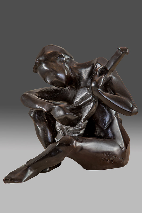 Musician Playing Ukulele by Dina Angel-Wing (Bronze Sculpture) | Artful Home