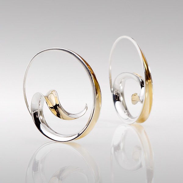 Wave Hoop Earrings by Nancy Linkin (Gold & Silver Earrings) | Artful Home