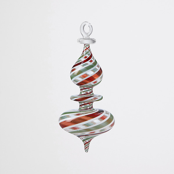 Holiday Stripe Spinner by Theo Keller (Art Glass Ornament) | Artful Home
