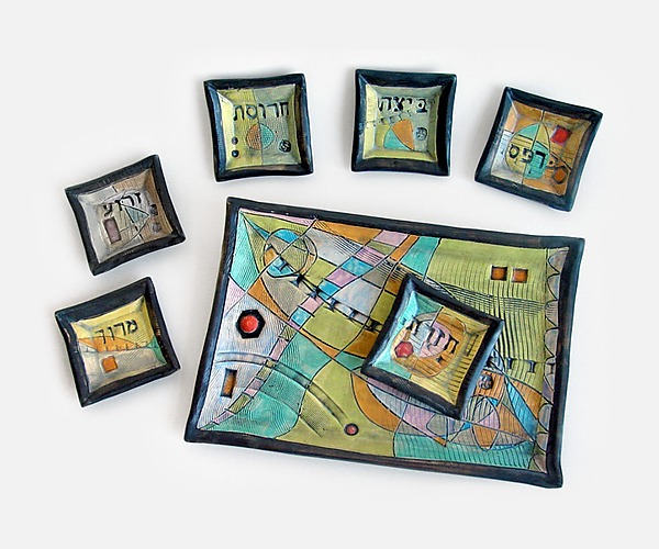 Abstract Space Seder Plate by Janine Sopp (Ceramic Seder Plate) | Artful Home