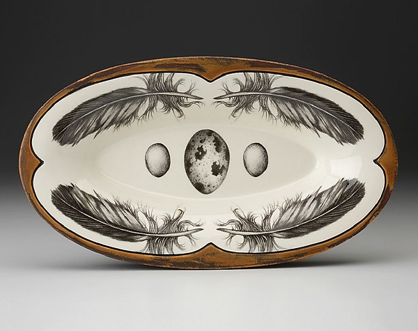 Oblong Serving Dish: Quail Feather by Laura Zindel (Ceramic Platter) | Artful Home