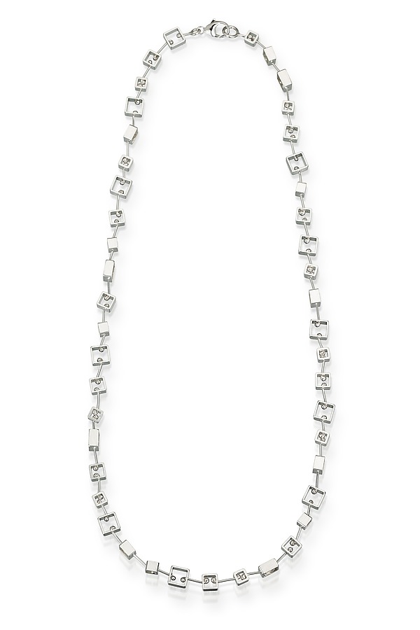 Modern Squares Necklace by Jennifer Chin (Silver Necklace) | Artful Home