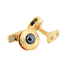 Riveted Cufflinks with Hematite by Catherine Iskiw (Gold & Stone Cuff Links)