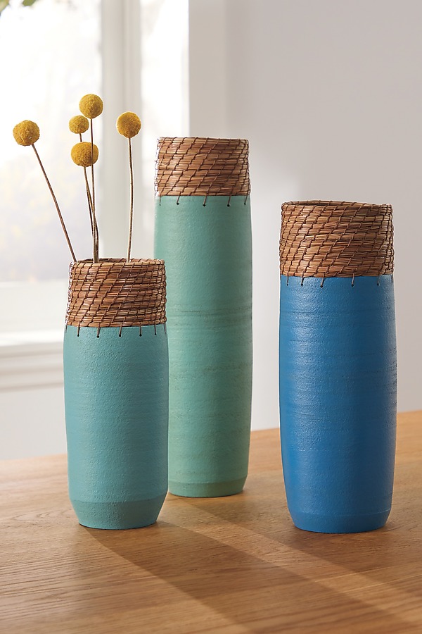 Blue Tone Cylinder Vessels by Hannie Goldgewicht (Ceramic Vessel) | Artful Home