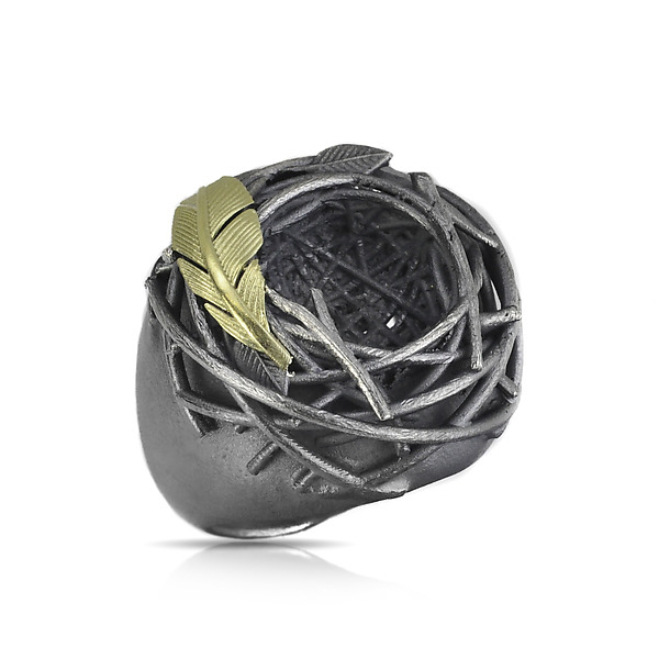 Feathered Nest Ring by Rebecca Myers (Gold & Silver Ring) | Artful Home