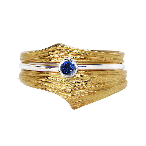 Multidimensional Space Stackable Ring Set by Aleksandra Vali (Gold, Silver & Stone Rings) | Artful Home