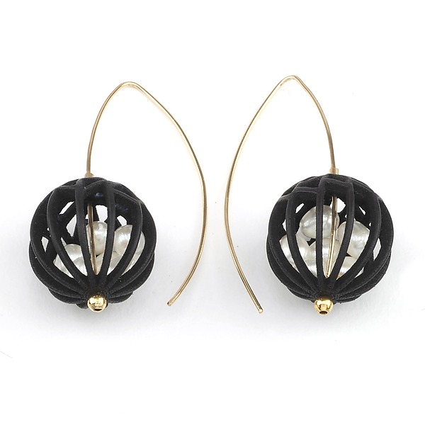Fractal Globe Earrings by Victoria Varga (Mixed-Media Earrings) | Artful Home