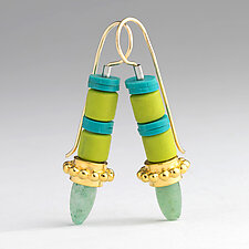 Blue & Green Etruscan Earrings by Victoria Varga (Gold Earrings)
