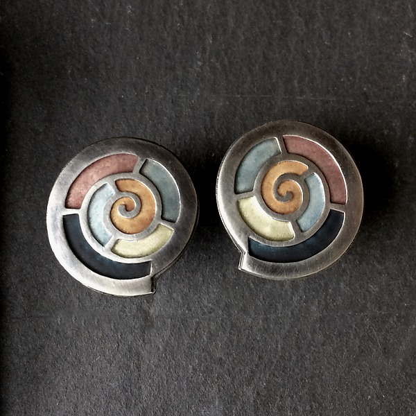 Nautilus Earrings No. 295 by Carly Wright (Enameled Earrings) | Artful Home