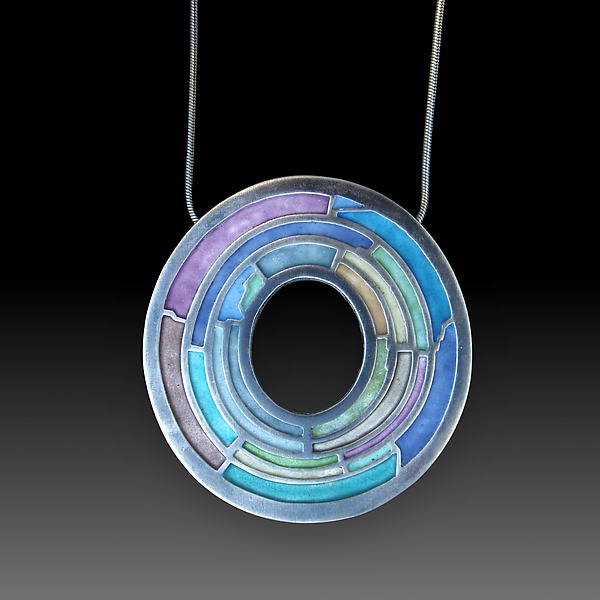 Labyrinth Pendant by Carly Wright (Silver & Enamel Necklace) | Artful Home