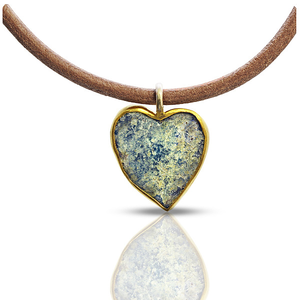 Heart of Ancient Glass Necklace by Nancy Troske (Gold & Silver Necklace) | Artful Home