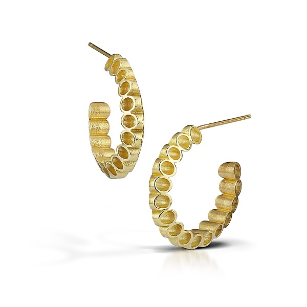 Ruffle Hoop Earrings by Thea Izzi (Gold & Silver Earrings) | Artful Home