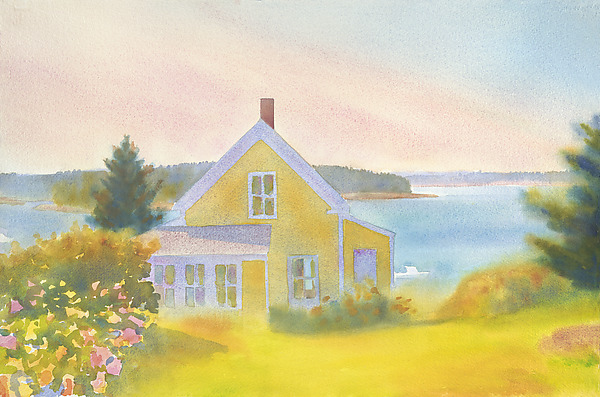 Yellow House, Summer Afternoon by Suzanne Siegel (Pigment Print) | Artful Home