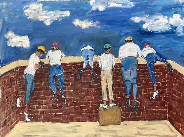 Sidewalk Superintendents by Elisa Root (Oil Painting) | Artful Home