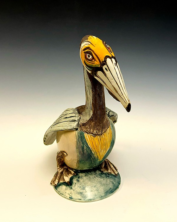Pelican Afloat by Amy Goldstein-Rice (Ceramic Sculpture) | Artful Home