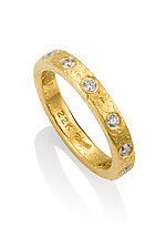 Diamond Hammered Band II by Diana Widman (Gold & Stone Ring)