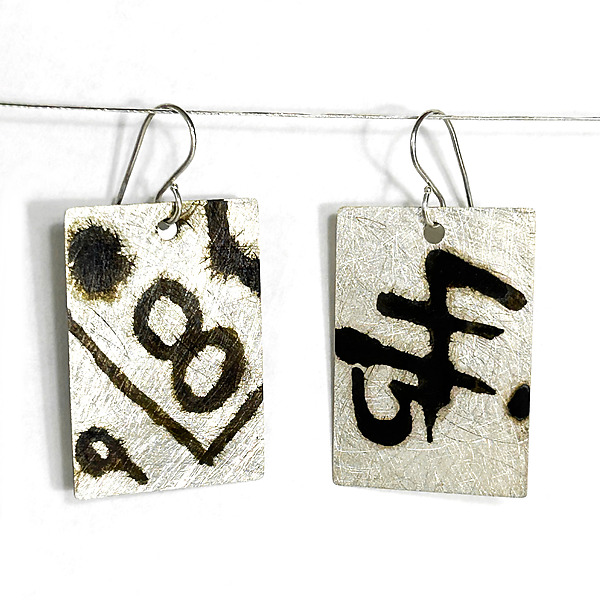 Black & White Graffiti Earrings by Emanuela Aureli (Silver Earrings) | Artful Home