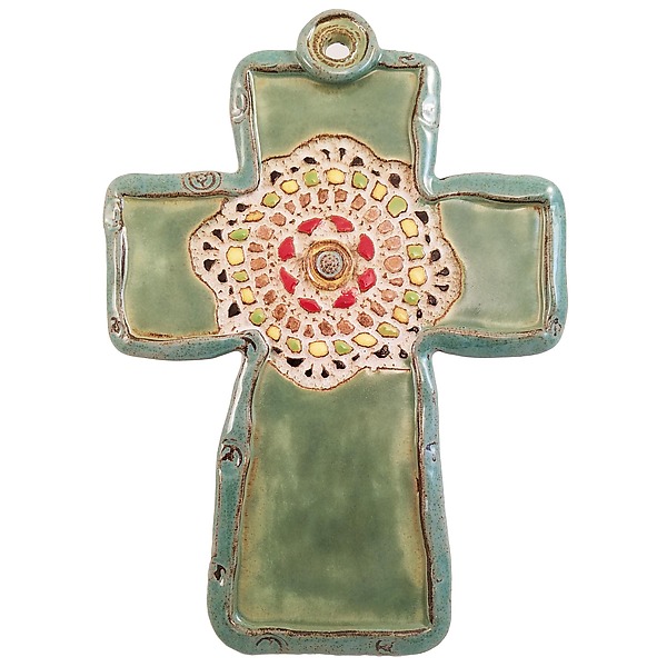 Medallion Cross by Laurie Pollpeter Eskenazi (Ceramic Wall Sculpture) | Artful Home